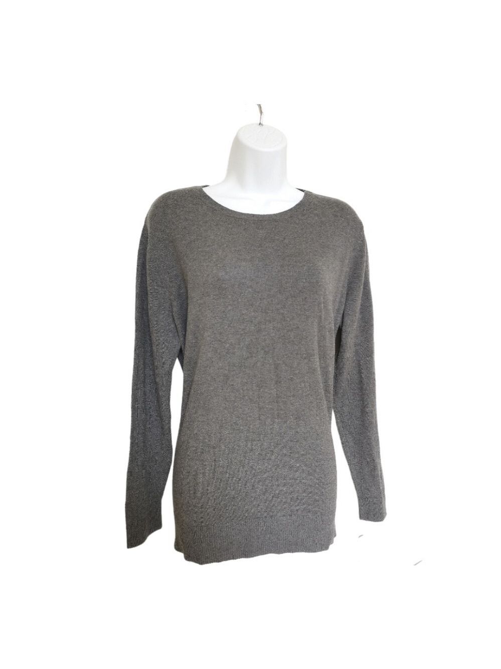 Basic Grey Long Sleeve Pullover Top Cashmere Blend XL